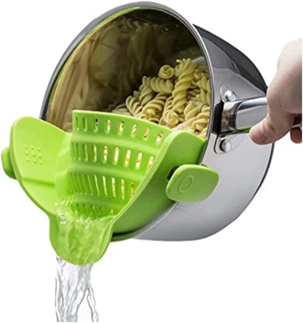 Kitchen Snap N Strain Pot Strainer and Pasta Strainer - Adjustable Silicone Clip On Strainer for Pots, Pans, and Bowls - Gray - Image 18