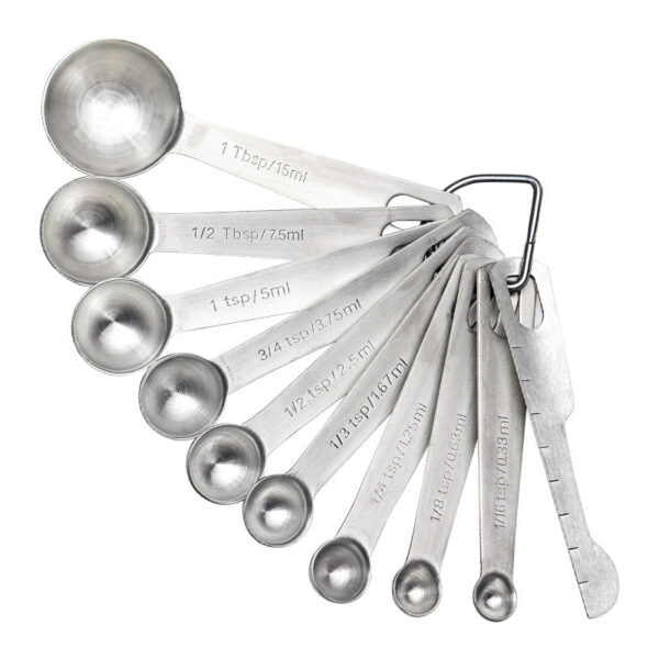 Measuring Spoons: U-Taste 18/8 Stainless Steel Measuring Spoons Set of 9 Piece: 1/16 tsp;  1/8 tsp;  1/4 tsp;  1/3 tsp;  1/2 tsp;  3/4 tsp;  1 tsp;  1/2 tbsp & 1 tbsp Dry and Liquid Ingredients - Image 12