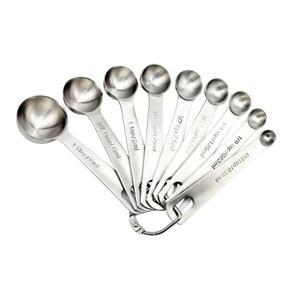 Measuring Spoons: U-Taste 18/8 Stainless Steel Measuring Spoons Set of 9 Piece: 1/16 tsp;  1/8 tsp;  1/4 tsp;  1/3 tsp;  1/2 tsp;  3/4 tsp;  1 tsp;  1/2 tbsp & 1 tbsp Dry and Liquid Ingredients - Image 17