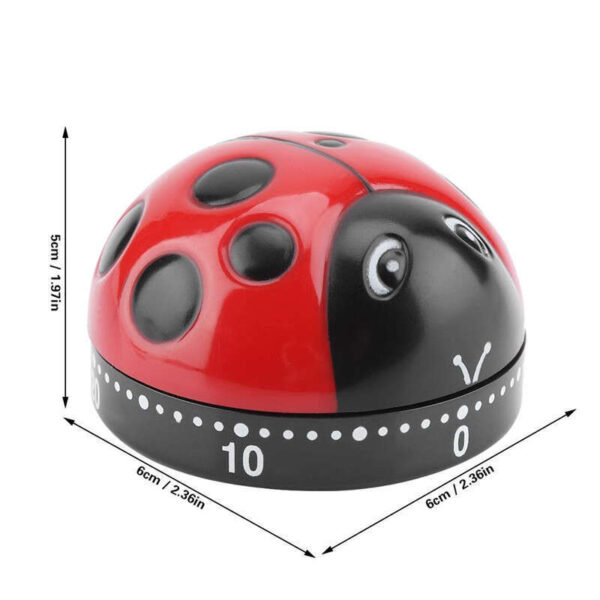 1pc Ladybug Cooking Timer; Mechanical Clock 60 Minutes Cartoon Timer; Kitchen Timer Reminder Baking Clock; No Battery; Kitchen Accessories - Image 3