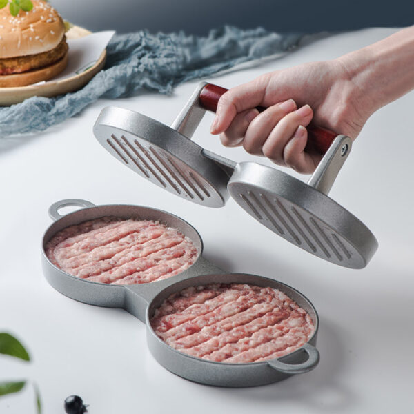 1 Set Of Aluminum Alloy Burger Machine; Round Non-stick Cook Patty Burger Meat Beef Barbecue Burger Press; Patty Machine Mold; Kitchen Gadgets - Image 2