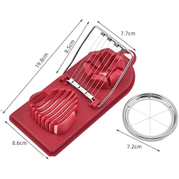 Kitchen Cutter Wire Egg Slicer with Stainless Steel Wire for Hard Boiled Eggs; 2 in 1 Stainless Steel Egg Slicer Cutter for Strawberries; Kiwis; Sausage (Red) - Image 2