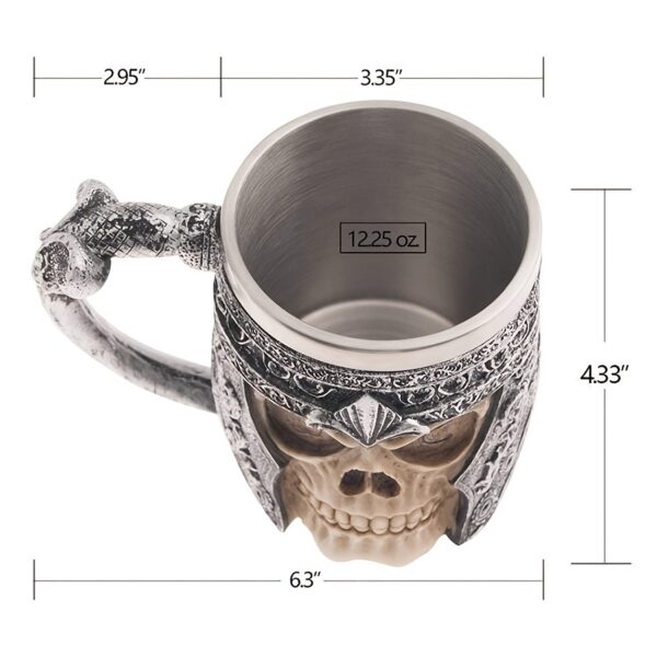 1pc Skull Knight Mug, Stainless Steel Viking Skull Mug, Creative Skeleton Beer Mug, Metal Skull Coffee Mug, Funny Gift, Home Kitchen Supplies - Image 4