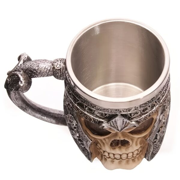 1pc Skull Knight Mug, Stainless Steel Viking Skull Mug, Creative Skeleton Beer Mug, Metal Skull Coffee Mug, Funny Gift, Home Kitchen Supplies - Image 5