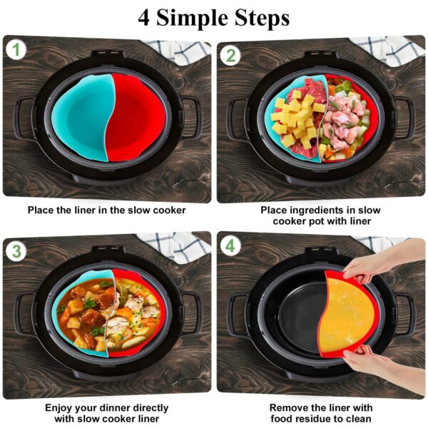 Silicone Slow Cooker Slow Cooker Partition Tank Slow Cooker Silicone Divider Slow Cooker Silicone round Table Set for 4 Modern - Image 4