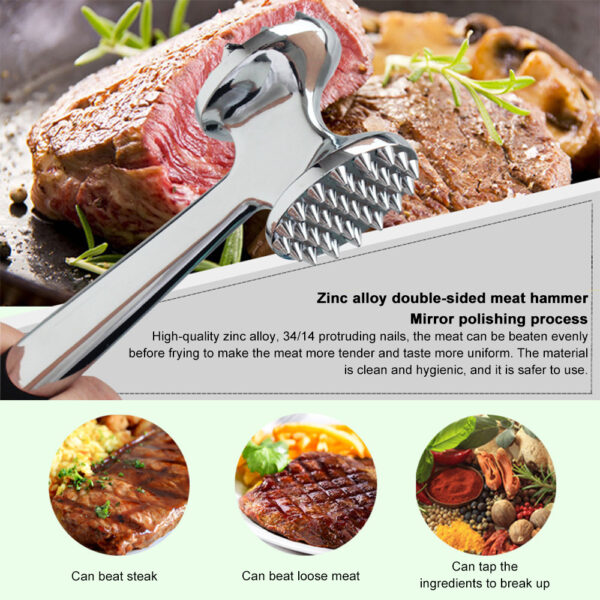 Multifunction Meat Hammer Meat Tenderizer Portable Steak Pork Tools Two Sides Loose Stainless Steel Hammer Kitchen Cooking Tools - Image 8