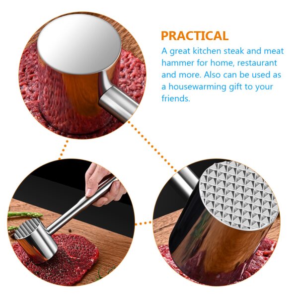 Meat Masher Tool Cube Steak Maker Meat Beater Hammer Pork Metal Hammer Meat Stainless Steel Bbq Meat Hammer - Image 3