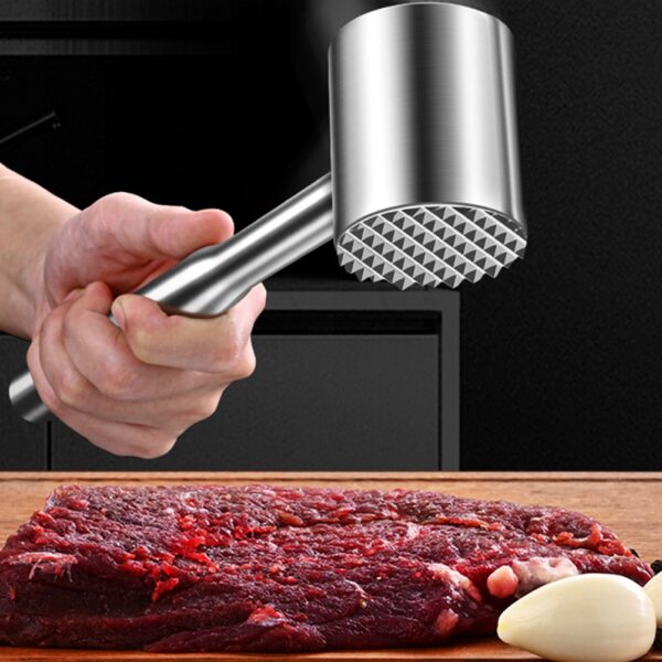 Meat Masher Tool Cube Steak Maker Meat Beater Hammer Pork Metal Hammer Meat Stainless Steel Bbq Meat Hammer - Image 4