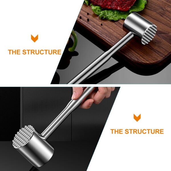 Meat Masher Tool Cube Steak Maker Meat Beater Hammer Pork Metal Hammer Meat Stainless Steel Bbq Meat Hammer - Image 7