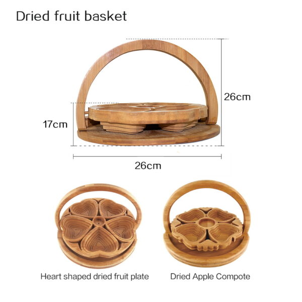 Bamboo Foldable Fruit Storage Basket Creative Collapsible Fruit Candy Plate Nuts Snacks StorageTray Home Decoration Gift Basket - Image 7