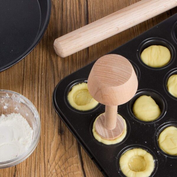 1pc Kitchen Gadgets Wood Egg Tart Pusher Double Side Tart Tamper Pastry Pusher Wooden Egg Tart Mold For Eggtart Mold Baking Cake Kitchen Tools - Image 2