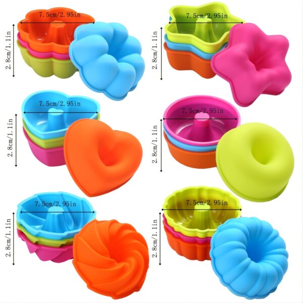 24pcs Silicone Molds; Nonstick Silicone Donut Mold; Silicone Baking Cups; Silicone Donut Pan; Muffin; Jello; Bagel Pan; Oven; Microwave; Dishwasher Safe; 2.95"?1.1" - Image 4