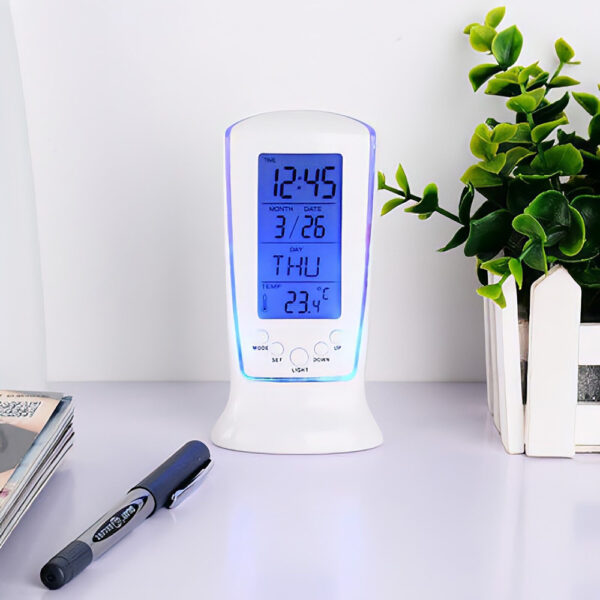 Multifunction Calendar Temperature Digital Alarm Clock with Blue Back Light Electronic Calendar Thermometer Led Clock With Time - Image 2