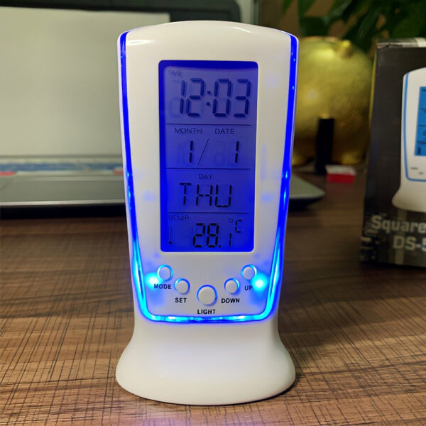 Multifunction Calendar Temperature Digital Alarm Clock with Blue Back Light Electronic Calendar Thermometer Led Clock With Time - Image 3