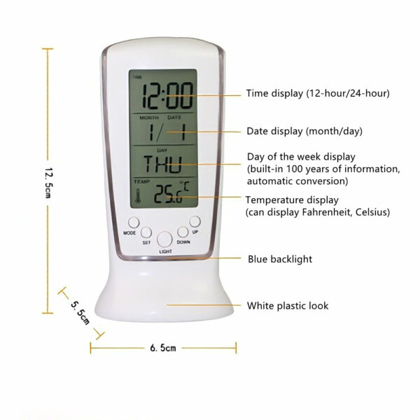 Multifunction Calendar Temperature Digital Alarm Clock with Blue Back Light Electronic Calendar Thermometer Led Clock With Time - Image 5