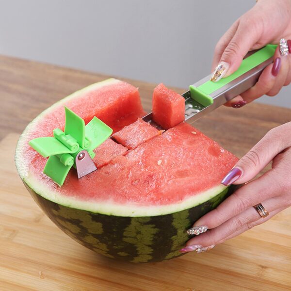 Watermelon Knife Stainless Steel Pinwheel Design Easy To Cut Watermelon Slices Kitchen Gadgets Salad Fruit Slicing Knife Tool - Image 4