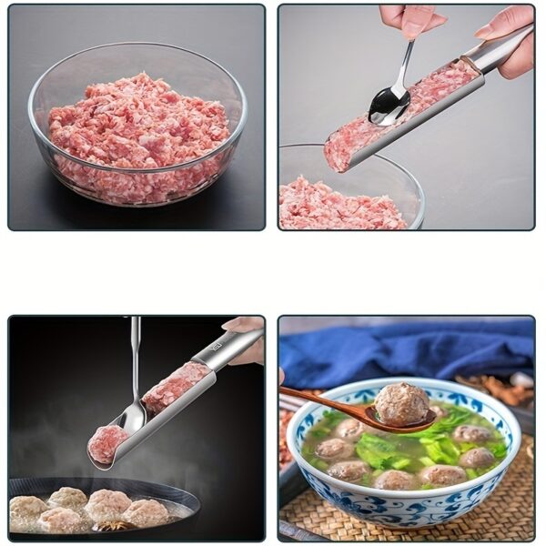 1pc Meatball Maker Stainless Steel Meatball Maker Plastic Meat Baller Spoon DIY Meatball Mold Plastic Meat Balls Fish Balls Beef Balls Processing Spoon Mold - Image 6