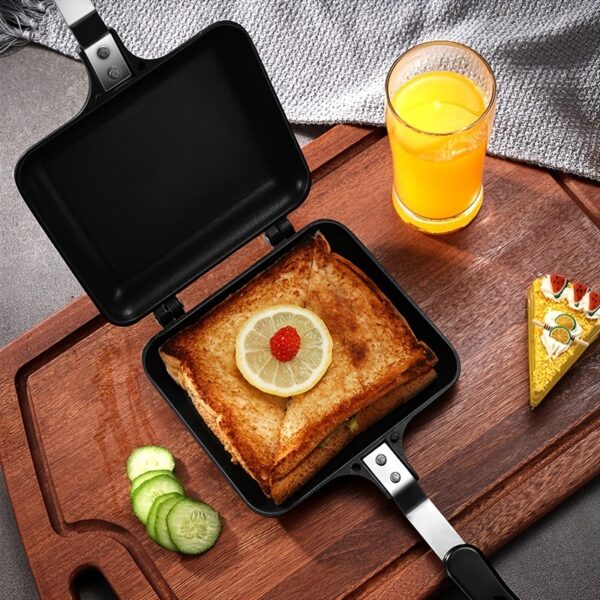 1pc Sandwich Maker Non-stick Grilled Sandwich Double Sided Frying Pan; Bread Toast Breakfast Pan Omelette Pan Outdoor Camping Baking Pan Kitchen Supplies - Image 4