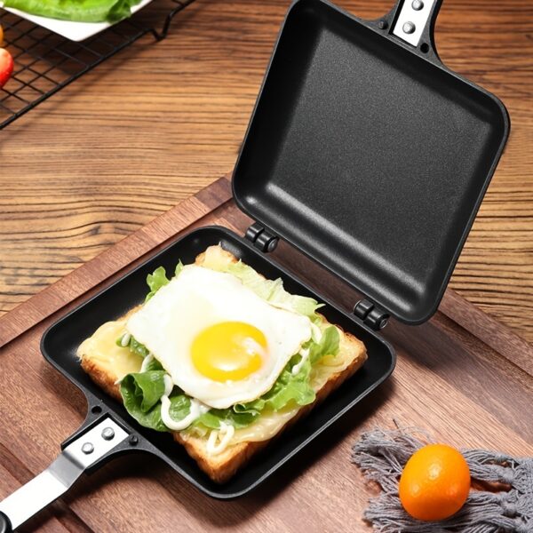 1pc Sandwich Maker Non-stick Grilled Sandwich Double Sided Frying Pan; Bread Toast Breakfast Pan Omelette Pan Outdoor Camping Baking Pan Kitchen Supplies - Image 5