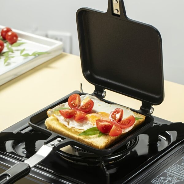 1pc Sandwich Maker Non-stick Grilled Sandwich Double Sided Frying Pan; Bread Toast Breakfast Pan Omelette Pan Outdoor Camping Baking Pan Kitchen Supplies - Image 7