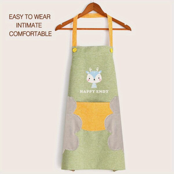 1pc Cute Cartoon Apron; Waterproof And Oil-proof Apron; Hand Wipeable Sleeveless Kitchen Cooking Apron; Cooking And Baking Supplies; Kitchen Tools - Image 8