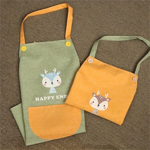 1pc Cute Cartoon Apron; Waterproof And Oil-proof Apron; Hand Wipeable Sleeveless Kitchen Cooking Apron; Cooking And Baking Supplies; Kitchen Tools - Image 5