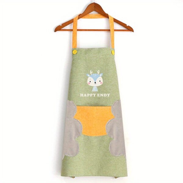 1pc Cute Cartoon Apron; Waterproof And Oil-proof Apron; Hand Wipeable Sleeveless Kitchen Cooking Apron; Cooking And Baking Supplies; Kitchen Tools - Image 2