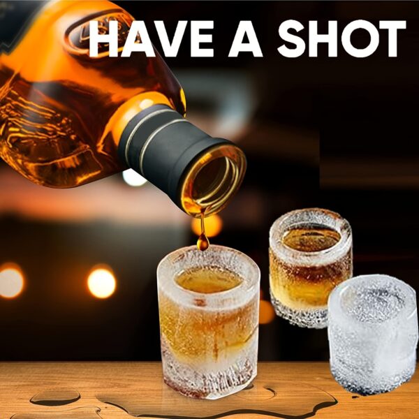 1pc Silicone Shot Glass Ice Molds; Ice Cube Trays For Freezer With 4 Cavities; Ice Shot Glass Mold Reusable Whiskey Glass Ice Cubes; Holds 1oz Each; 1.3 Inch Ice Shot Glass Molds And Trays - Image 5