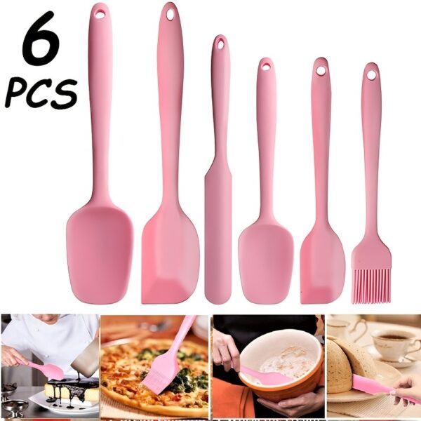 6pcs Silicone Kitchenware Set; Kitchen Supplies; Baking Supplies; Large Scraper; Spatula; Baking Tools; Cake Cream Spatula; Kitchen Tool Set - Image 2