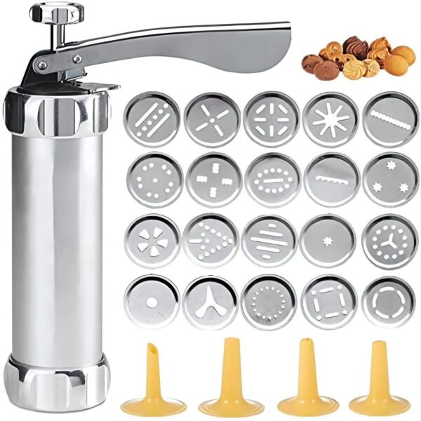 1 Set; Cookie Press Gun Kit; Includes 20 Cookie Dies And 4 Stainless Steel Nozzle For DIY Biscuit Maker And Decoration Christmas Cookie Making; Kitchen Accessories