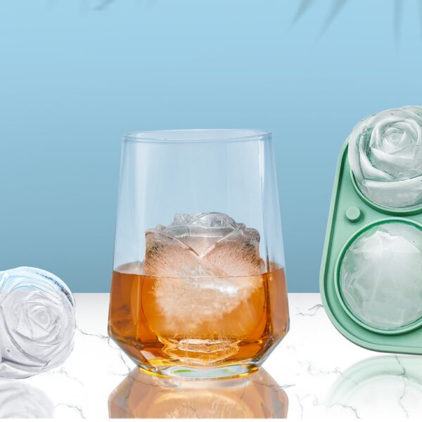 Ice Cube Tray;  2.5inch Ice Cube Molds;  2 Cavity Silicone Rose & 2 Diamond Ice Ball Maker - Image 3