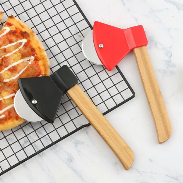 1pc Pizza Hob; Axe Bamboo Handle Cutter; Kitchen Gadgets; Creative Pizza Knife; Baking Cutter; Random Color - Image 5