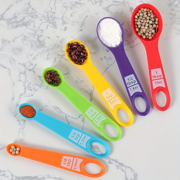 Set 12 Pieces Plastic Measuring Cup Measuring Spoon Set With Scale Color Kitchen Baking Tools Flour Milk Powder Coffee Measuring - Image 4