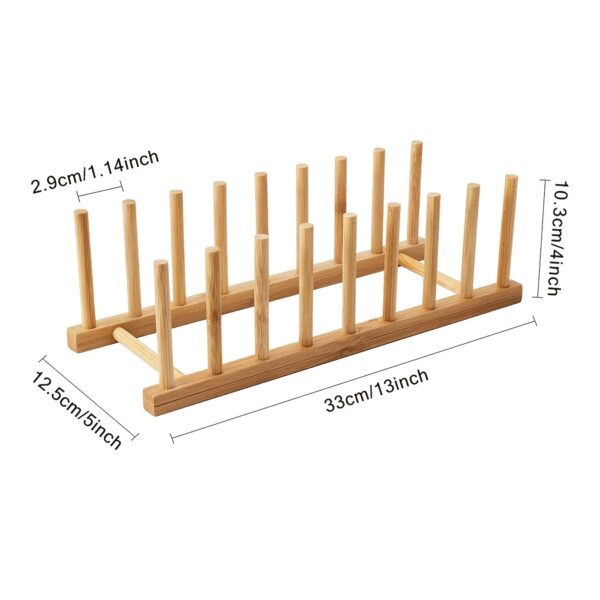 1pc Bamboo Dish Plate Bowl Drainer Storage; Cup Book Pot Lid Cutting Board Drying Rack; Stand Drainer Storage Holder Organizer Kitchen Cabinet; Keep Dry; 13.1in*5in - Image 5