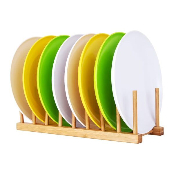 1pc Bamboo Dish Plate Bowl Drainer Storage; Cup Book Pot Lid Cutting Board Drying Rack; Stand Drainer Storage Holder Organizer Kitchen Cabinet; Keep Dry; 13.1in*5in - Image 7