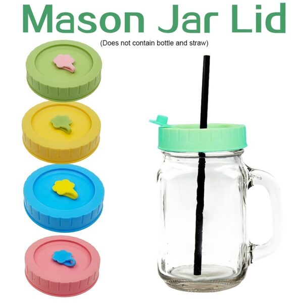 1pc Cute Universal Mason Jar Lids With Straw Hole; 70mm/2.76in Diameter Storage Wide Mouth Leak Proof; Kitchen Supplies - Image 6