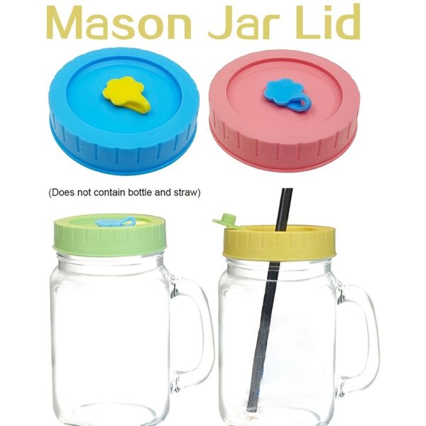 1pc Cute Universal Mason Jar Lids With Straw Hole; 70mm/2.76in Diameter Storage Wide Mouth Leak Proof; Kitchen Supplies - Image 5