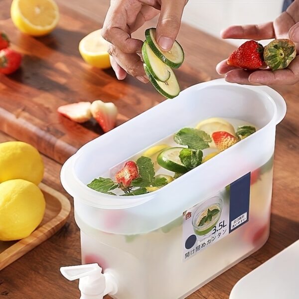 1pc 3.5L Cold Water Bucket Put Refrigerator Lemon Cold Water Cold Bubble Bottle Ice Water Tea Kettle With Faucet Cold Kettle - Image 2