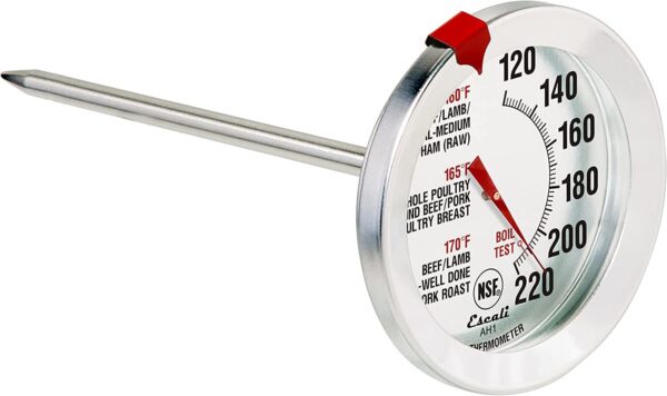 Escali AH1 Stainless Steel Oven Safe Meat Thermometer; Extra Large 2.5-inches Dial; Temperature Labeled for Beef; Poultry; Pork; and Veal Silver NSF Certified - Image 9