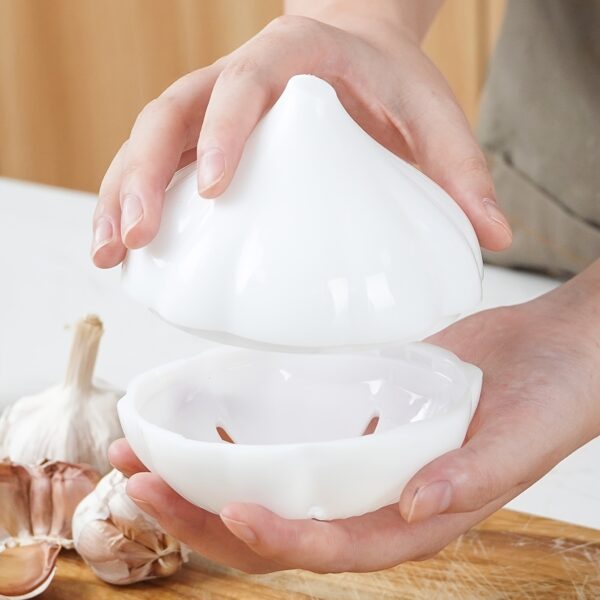 1pc White Garlic Plastic Storage Box; Fruit And Vegetable Shaped Food Saver Storage Container; 350ml/12.3oz - Image 2