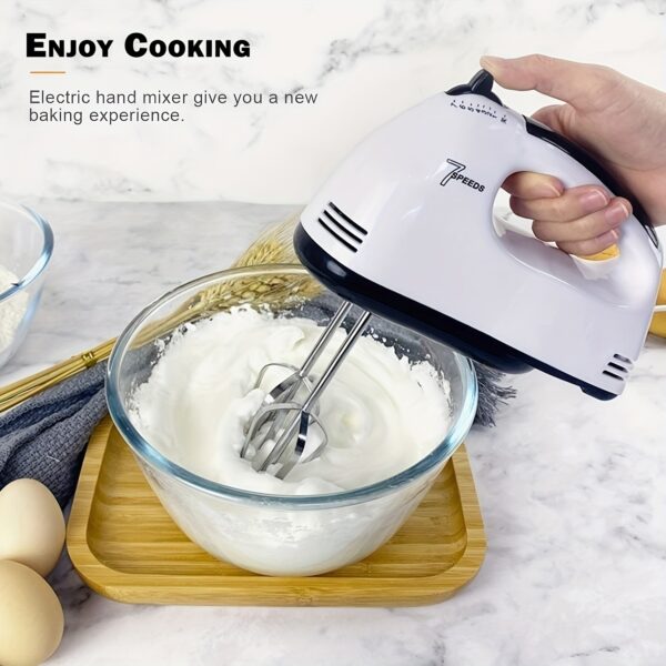 1pc 7 Speeds Electric Hand Mixer; Household Portable Powerful Handheld Electric Mixer; Hand-held Egg Beater; Small Whipping Cream Mixer For Cake; Baking; Cooking; Dessert - Image 2