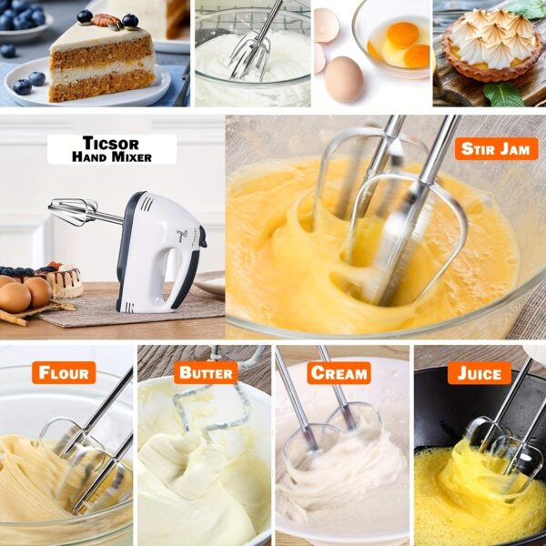 1pc 7 Speeds Electric Hand Mixer; Household Portable Powerful Handheld Electric Mixer; Hand-held Egg Beater; Small Whipping Cream Mixer For Cake; Baking; Cooking; Dessert - Image 5