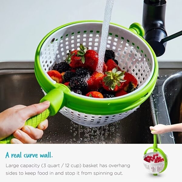 1pc Vegetable Drain Basket; Kitchen Vegetable Washing Basin; Salad Spinner; Fruit Washing Vegetable Basket; Kitchen Salad Washing Basin - Image 6