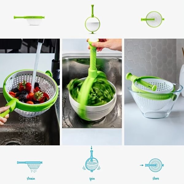 1pc Vegetable Drain Basket; Kitchen Vegetable Washing Basin; Salad Spinner; Fruit Washing Vegetable Basket; Kitchen Salad Washing Basin - Image 7