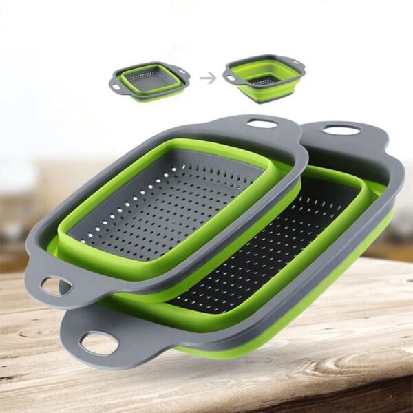 1pc Silicone Folding Drain Basket Fruit Vegetable Washing Basket Foldable Strainer Colander Collapsible Drainer Kitchen Storage Tool - Image 2