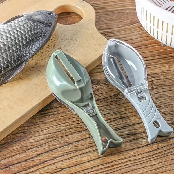 2pcs Manual Fish Scale Remover Scales Scraper Household Kitchen Gadget With Lid Fish Scale Scraper Plastic Gadget For Scraping Fish Scales Scraper - Image 5