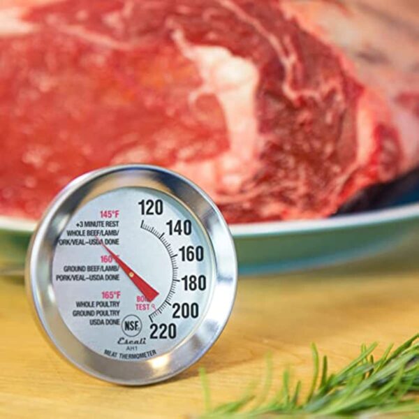 Escali AH1 Stainless Steel Oven Safe Meat Thermometer; Extra Large 2.5-inches Dial; Temperature Labeled for Beef; Poultry; Pork; and Veal Silver NSF Certified - Image 4