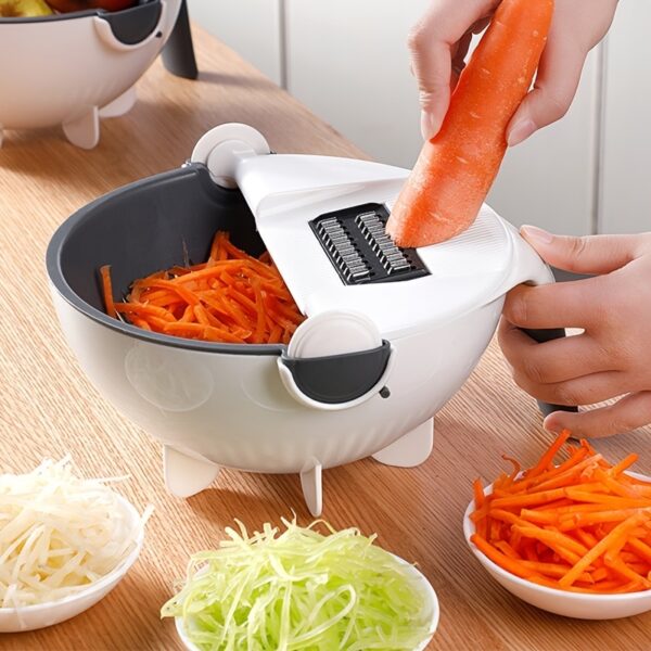 9 in 1 Multifunctional Cutting and Draining Basket for Vegetables with Household Potato Shredder - Kitchen Tool - Image 3