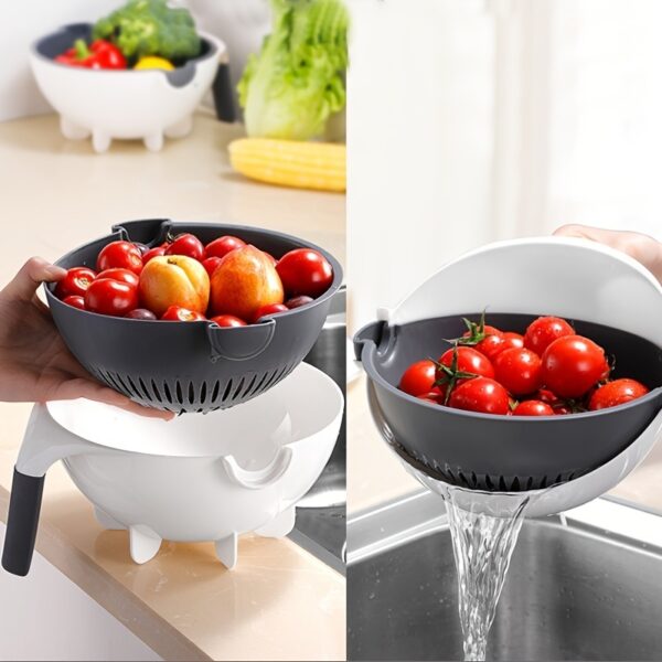 9 in 1 Multifunctional Cutting and Draining Basket for Vegetables with Household Potato Shredder - Kitchen Tool - Image 6