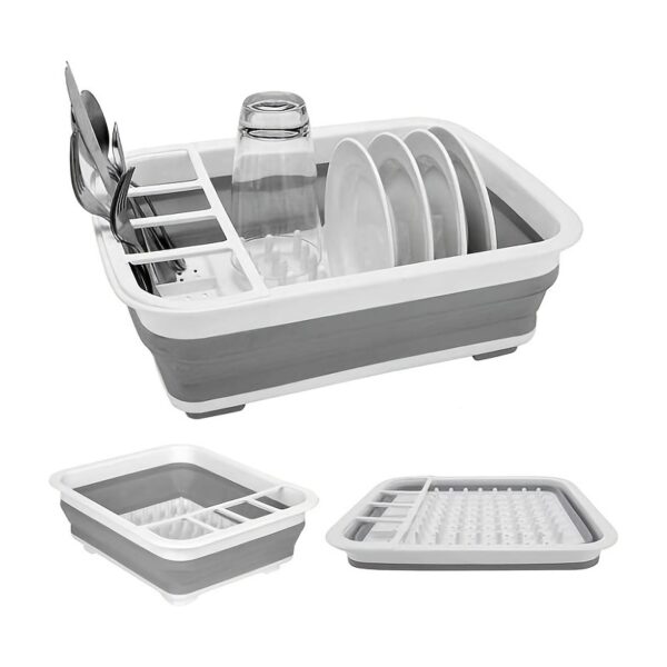 1pc Dish Drying Rack; Foldable Dish Rack For Kitchen Counter; Large Dish Drainers Utensil Holder For Soup Bowls; Dinner Plates - Image 2